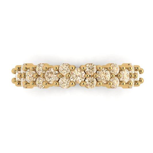 0.98 cttw Natural Morganite Round Cut Yellow Gold Eternity Wedding Band