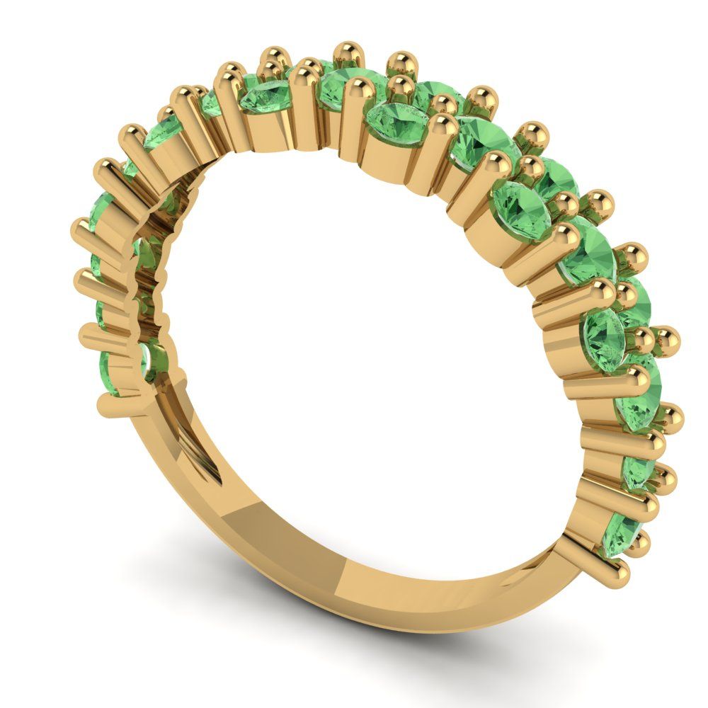 0.98 cttw Simulated Green Diamond Round Cut Yellow Gold Eternity Wedding Band