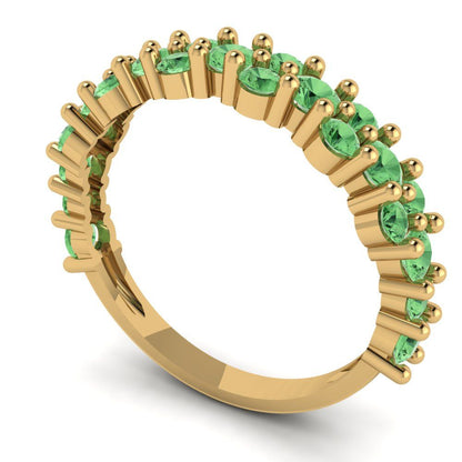 0.98 cttw Simulated Green Diamond Round Cut Yellow Gold Eternity Wedding Band