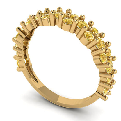 0.98 cttw Simulated Yellow Diamond Round Cut Yellow Gold Eternity Wedding Band