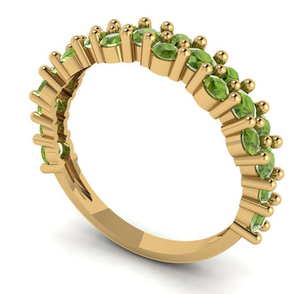 0.98 cttw Natural Peridot Round Cut Yellow Gold Eternity Wedding Band