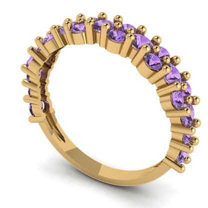 0.98 cttw Simulated Alexandrite Round Cut Yellow Gold Eternity Wedding Band