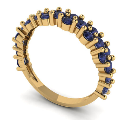 0.98 cttw Simulated Blue Sapphire Round Cut Yellow Gold Eternity Wedding Band