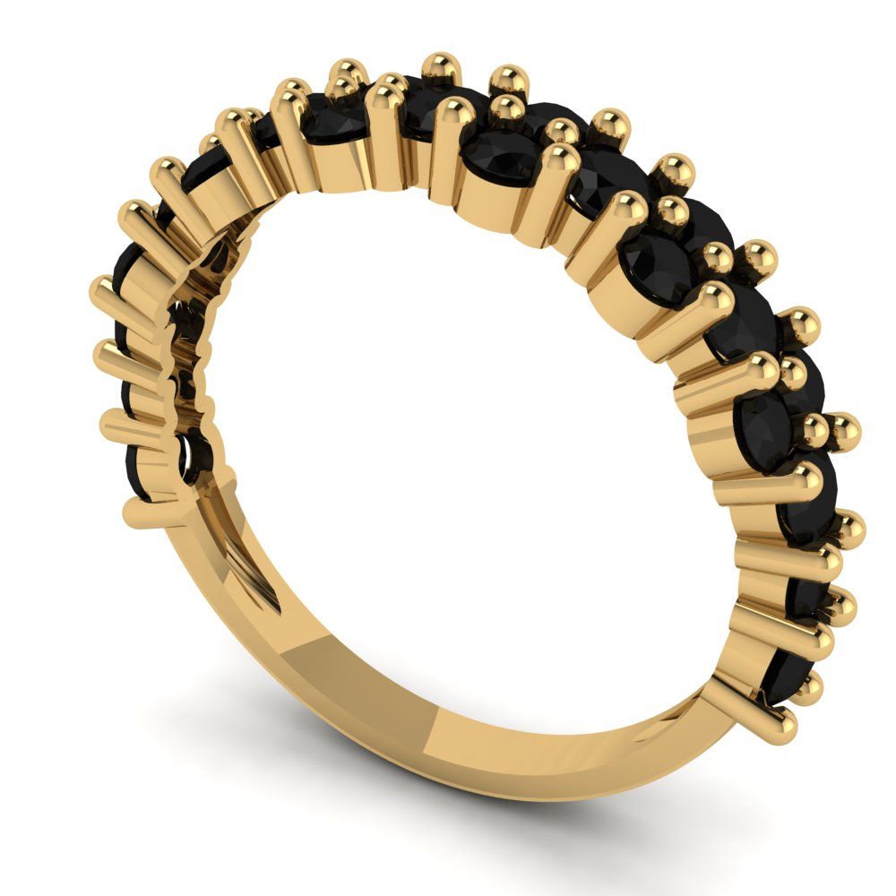 0.98 cttw Natural Onyx Round Cut Yellow Gold Eternity Wedding Band