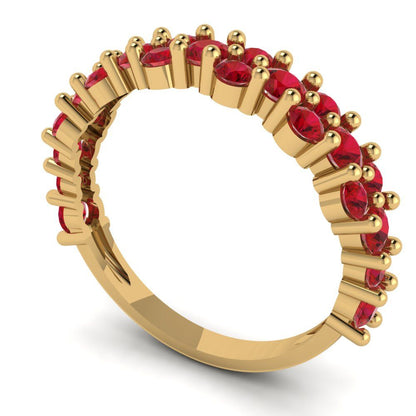 0.98 cttw Simulated Ruby Round Cut Yellow Gold Eternity Wedding Band