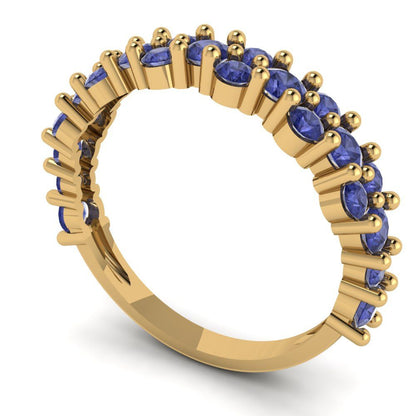 0.98 cttw Simulated Tanzanite Round Cut Yellow Gold Eternity Wedding Band