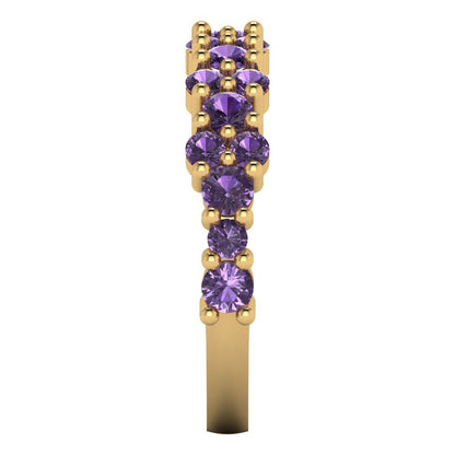 0.98 cttw Simulated Alexandrite Round Cut Yellow Gold Eternity Wedding Band