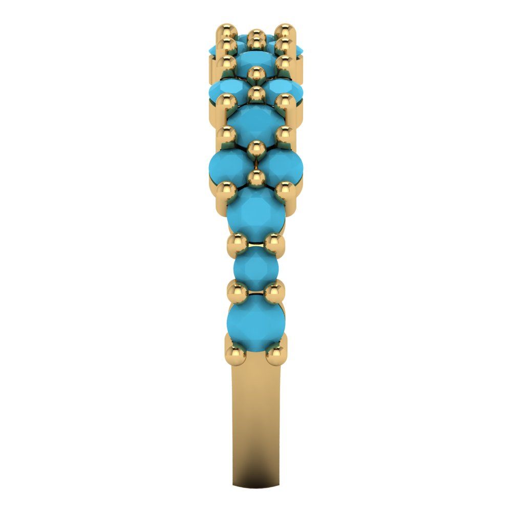 0.98 cttw Simulated Turquoise Round Cut Yellow Gold Eternity Wedding Band