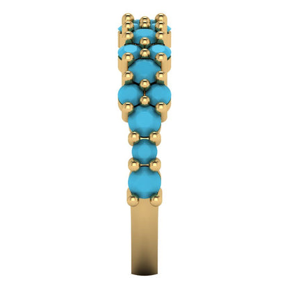 0.98 cttw Simulated Turquoise Round Cut Yellow Gold Eternity Wedding Band