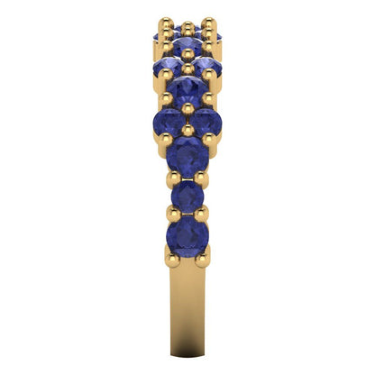 0.98 cttw Simulated Tanzanite Round Cut Yellow Gold Eternity Wedding Band