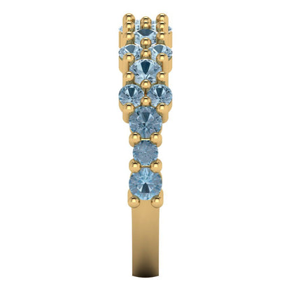 0.98 cttw Simulated Blue Diamond Round Cut Yellow Gold Eternity Wedding Band