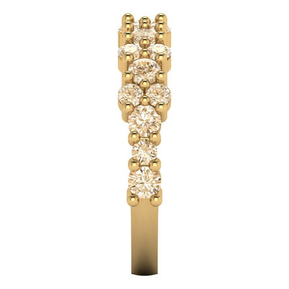 0.98 cttw Natural Morganite Round Cut Yellow Gold Eternity Wedding Band