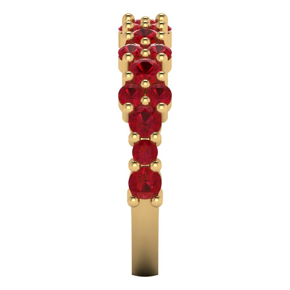 0.98 cttw Simulated Ruby Round Cut Yellow Gold Eternity Wedding Band