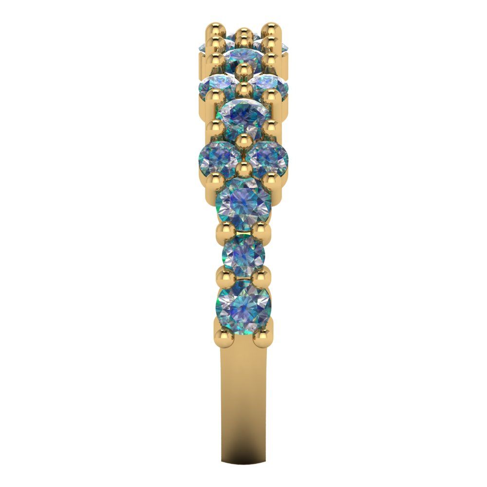 0.98 cttw Blue Moissanite Round Cut Yellow Gold Eternity Wedding Band