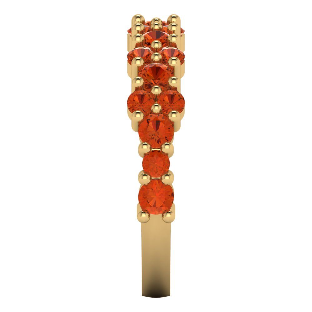 0.98 cttw Simulated Red Diamond Round Cut Yellow Gold Eternity Wedding Band