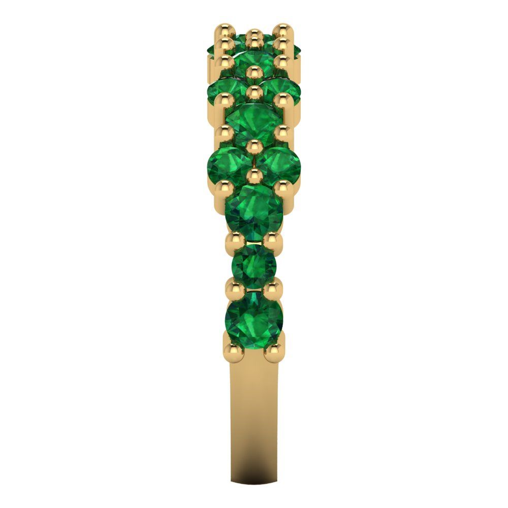 0.98 cttw Simulated Emerald Round Cut Yellow Gold Eternity Wedding Band