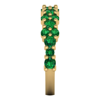 0.98 cttw Simulated Emerald Round Cut Yellow Gold Eternity Wedding Band