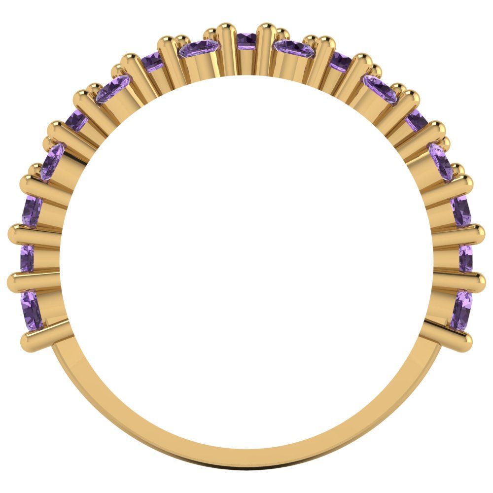 0.98 cttw Simulated Alexandrite Round Cut Yellow Gold Eternity Wedding Band