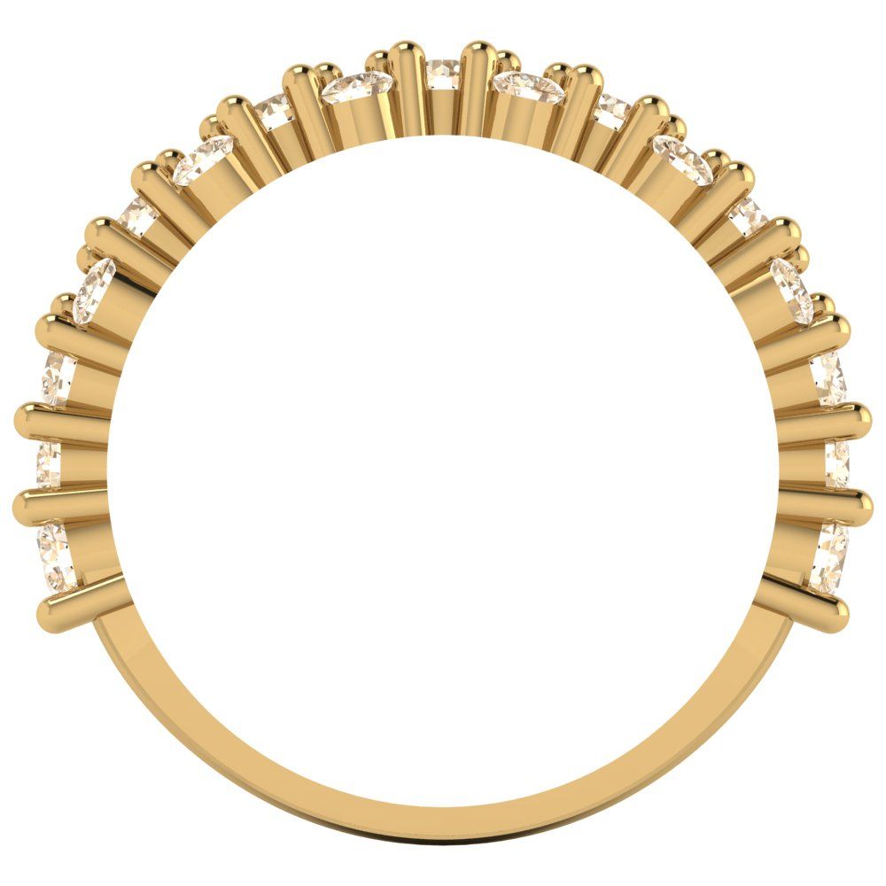 0.98 cttw Natural Morganite Round Cut Yellow Gold Eternity Wedding Band