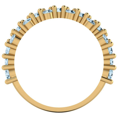 0.98 cttw Simulated Blue Diamond Round Cut Yellow Gold Eternity Wedding Band