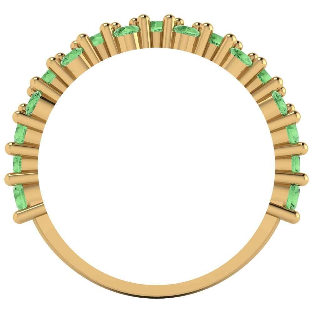 0.98 cttw Simulated Green Diamond Round Cut Yellow Gold Eternity Wedding Band