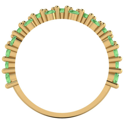 0.98 cttw Simulated Green Diamond Round Cut Yellow Gold Eternity Wedding Band