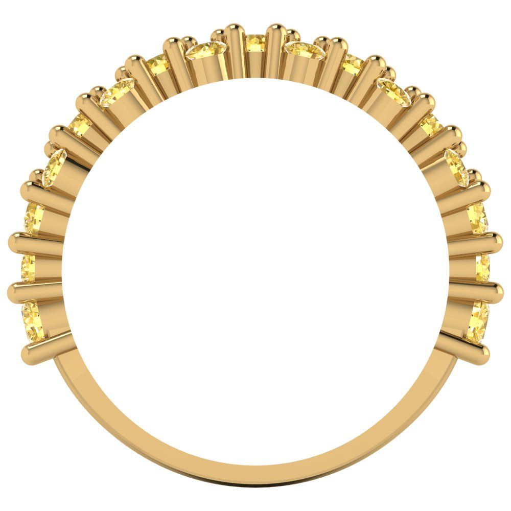 0.98 cttw Simulated Yellow Diamond Round Cut Yellow Gold Eternity Wedding Band