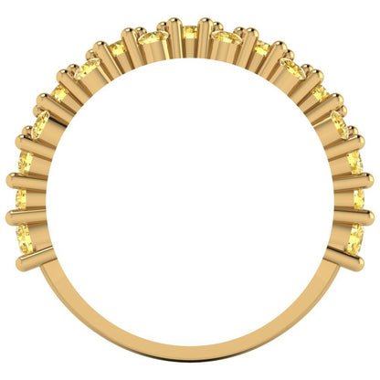 0.98 cttw Simulated Yellow Diamond Round Cut Yellow Gold Eternity Wedding Band