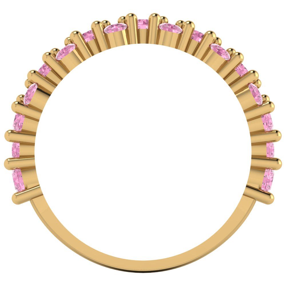 0.98 cttw Simulated Pink Diamond Round Cut Yellow Gold Eternity Wedding Band