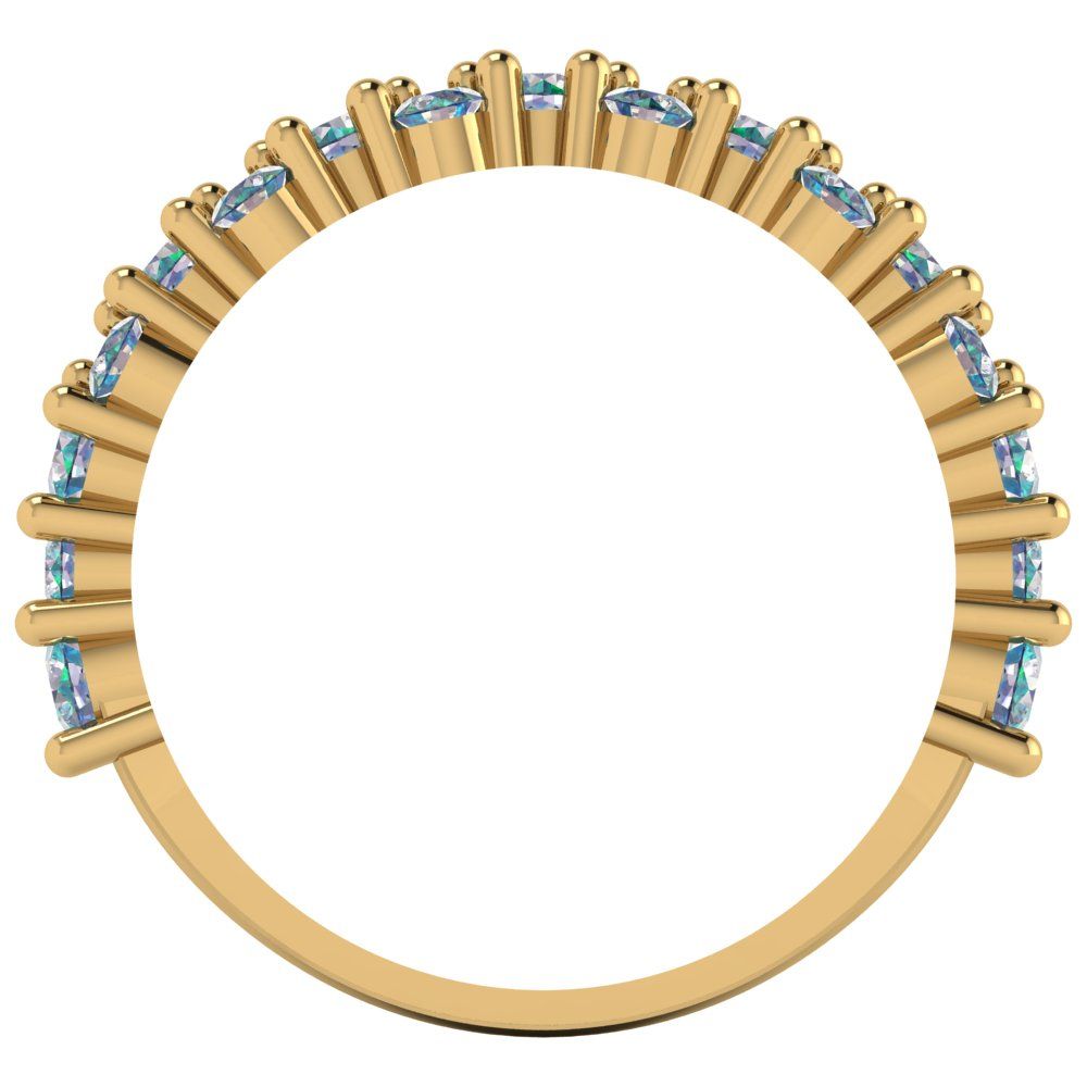 0.98 cttw Blue Moissanite Round Cut Yellow Gold Eternity Wedding Band