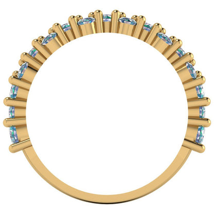 0.98 cttw Blue Moissanite Round Cut Yellow Gold Eternity Wedding Band