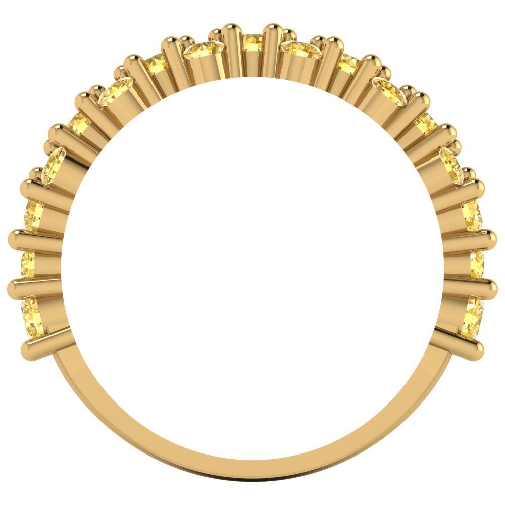 0.98 cttw Natural Citrine Round Cut Yellow Gold Eternity Wedding Band