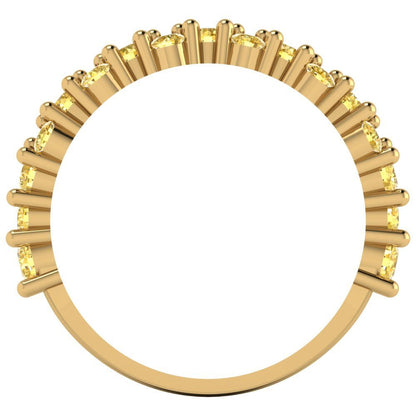 0.98 cttw Natural Citrine Round Cut Yellow Gold Eternity Wedding Band