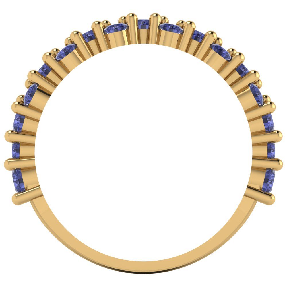 0.98 cttw Simulated Tanzanite Round Cut Yellow Gold Eternity Wedding Band
