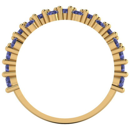 0.98 cttw Simulated Tanzanite Round Cut Yellow Gold Eternity Wedding Band