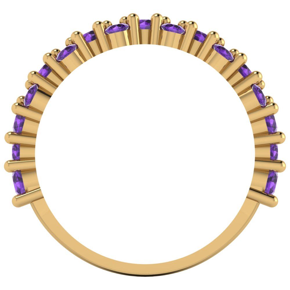 0.98 cttw Natural Amethyst Round Cut Yellow Gold Eternity Wedding Band