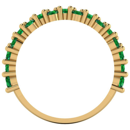 0.98 cttw Simulated Emerald Round Cut Yellow Gold Eternity Wedding Band