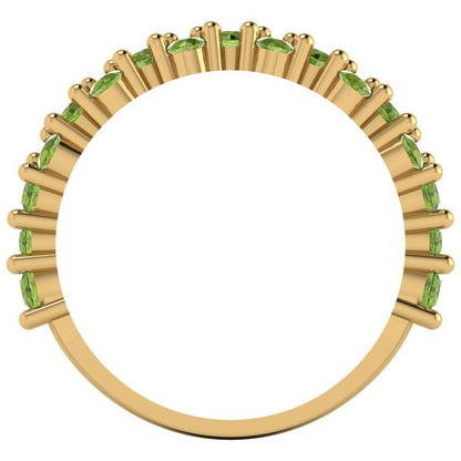 0.98 cttw Natural Peridot Round Cut Yellow Gold Eternity Wedding Band