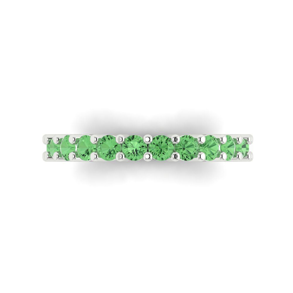 1.26 cttw Simulated Green Diamond Round Cut White Gold Eternity Wedding Band