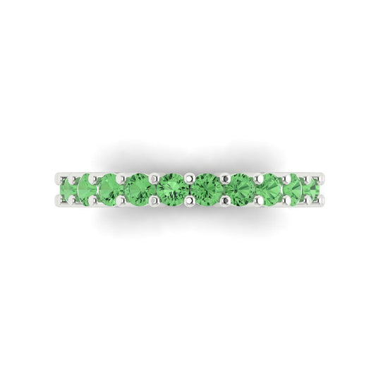 1.26 cttw Simulated Green Diamond Round Cut White Gold Eternity Wedding Band