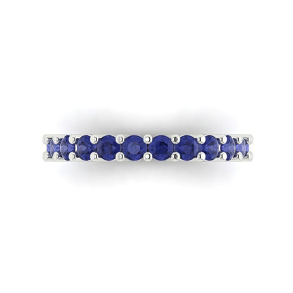 1.26 cttw Simulated Tanzanite Round Cut White Gold Eternity Wedding Band