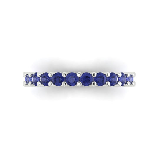 1.26 cttw Simulated Tanzanite Round Cut White Gold Eternity Wedding Band