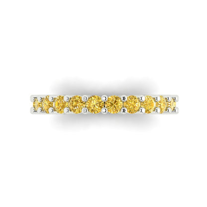 1.26 cttw Simulated Yellow Diamond Round Cut White Gold Eternity Wedding Band