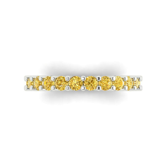 1.26 cttw Simulated Yellow Diamond Round Cut White Gold Eternity Wedding Band