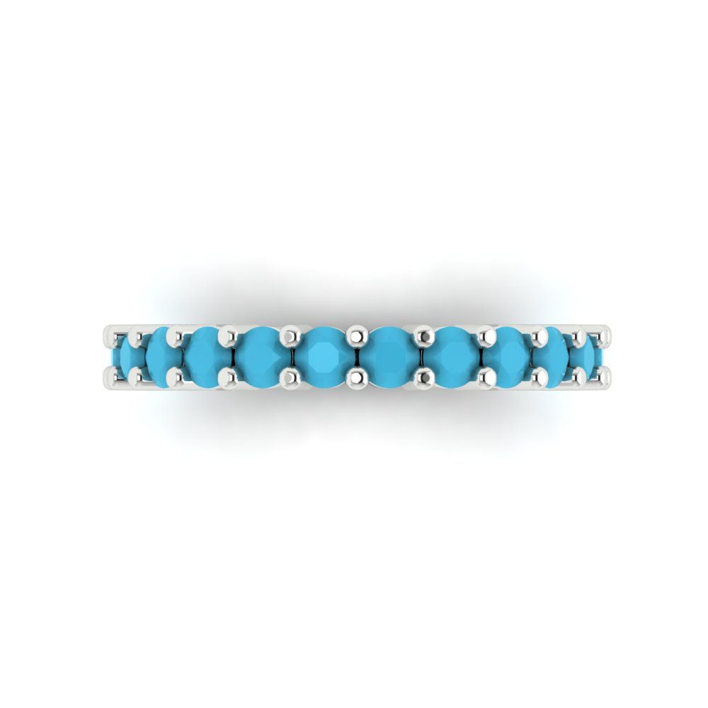 1.26 cttw Simulated Turquoise Round Cut White Gold Eternity Wedding Band