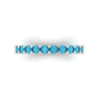 1.26 cttw Simulated Turquoise Round Cut White Gold Eternity Wedding Band