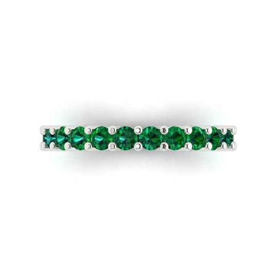 1.26 cttw Simulated Emerald Round Cut White Gold Eternity Wedding Band