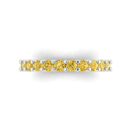 1.26 cttw Natural Citrine Round Cut White Gold Eternity Wedding Band