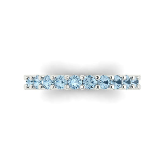 1.26 cttw Simulated Blue Diamond Round Cut White Gold Eternity Wedding Band