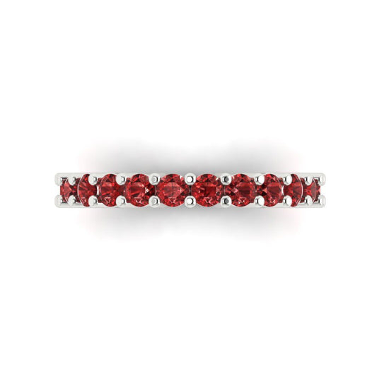 1.26 cttw Natural Garnet Round Cut White Gold Eternity Wedding Band